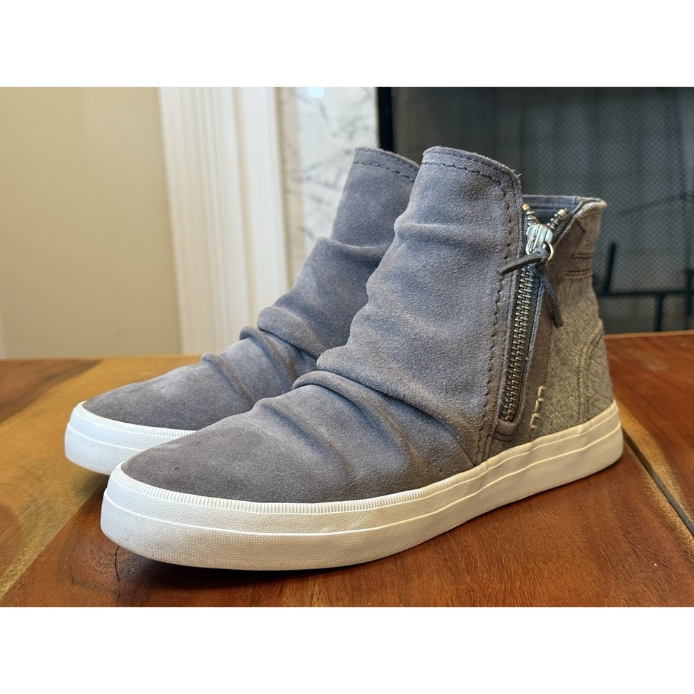 Sperry Women Gray Suede High Top Zip Sneaker Boots Size 6.5 Casual Slouchy
